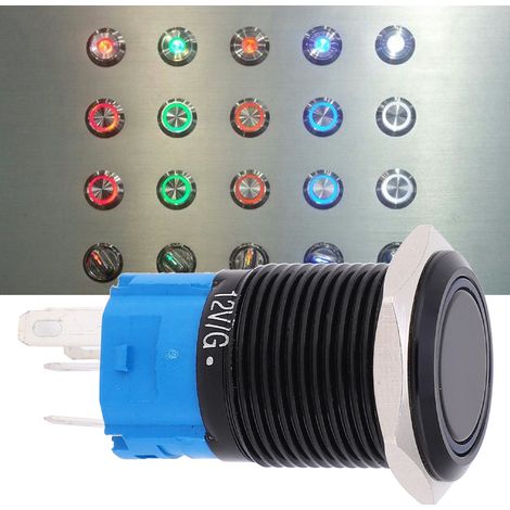 interrupteurs à bouton-poussoir métalliques étanches à verrouillage automatique avec voyant lumineux, 16 mm, pour voiture/ordinateur, 220 V CA (blanc) (1/5)