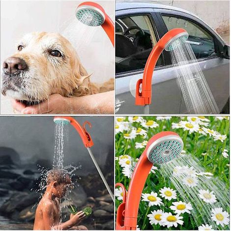 Douche de camping portable avec pompe à eau, câble USB 2200 mAh, orange-AquaForge (1/5)