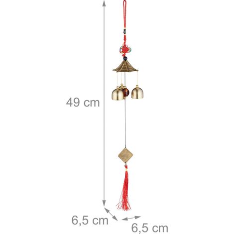 Set di 2 campanelli eolici decorazione sonora per balcone giardino produce suoni rilassanti stile asiatico in metallo nero 130014408