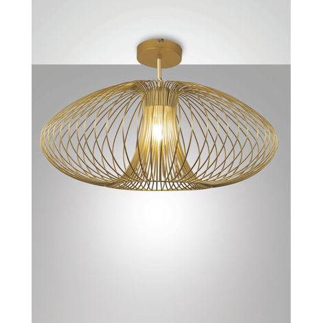 Plafonnier Fassa Ø60cm en métal doré mat, douille E27 40W, design moderne et élégant pour l'éclairage intérieur, IP20 - Fassa