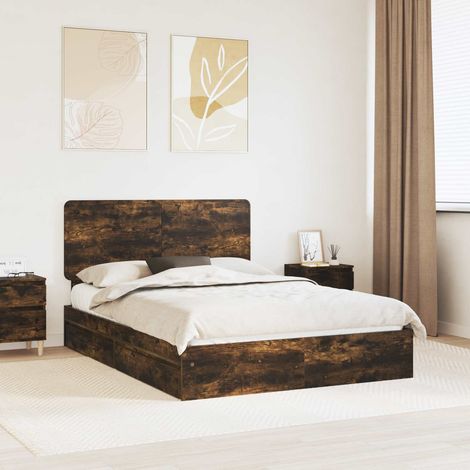 Aufbewahrungsbett Geräucherte Eiche 160 x 200 cm Holzwerkstoff