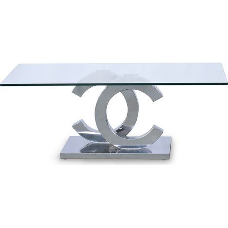 Couchtisch in glänzendem Stahlglas+90968+90969 120x65x45cm Temp. Glas: 12mmpour Alle Stile, um dem Haus eine Note zu verleihen (1/5)