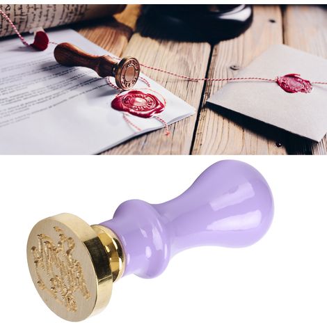 Mini sceau de cire avec poignée, enveloppe vintage, carte d'invitation, tampon scellé, fournitures pour loisirs créatifs, poignée violette (1/5)
