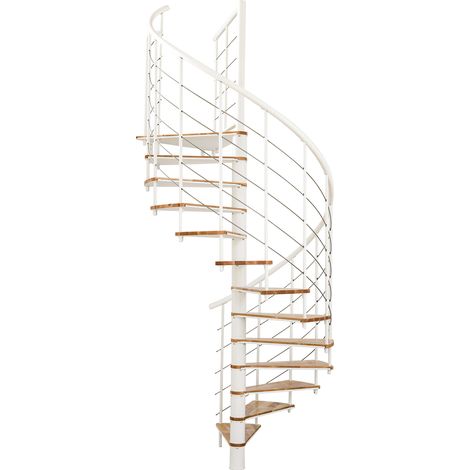 Minka Spindeltreppe Fusion 37 - 295cm Geschosshöhe Buche Weiß 160cm Durchmesser