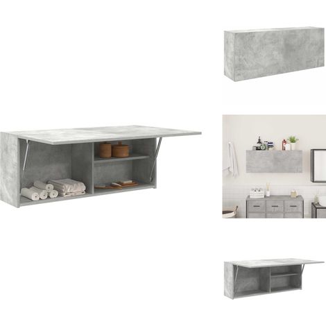Armoire murale de bain gris béton 100x25x40cm bois d'ingénierie - Armoire Murale De Salle De Bain - Armoires Murales De Salle De Bain - Placard Mural De Salle De Bain - Armoire Murale De Bain (1/5)