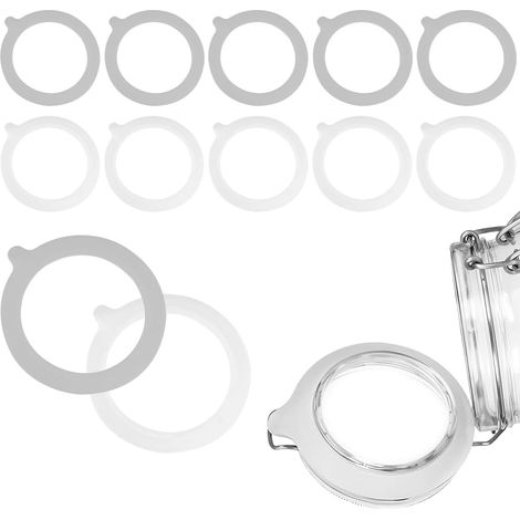 CCYKXA  12-teiliges Set Silikon-Dichtungen, austauschbare Dichtungen, universelle Silikon-Dichtungen für Gläser, selbstgemachte Gläser usw. – transparent und grau