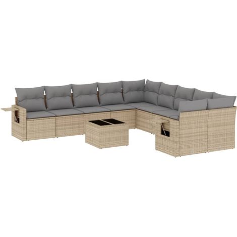 Maison Exclusive - Set de sofás de jardín 11pzas con cojines ratá (1/3)