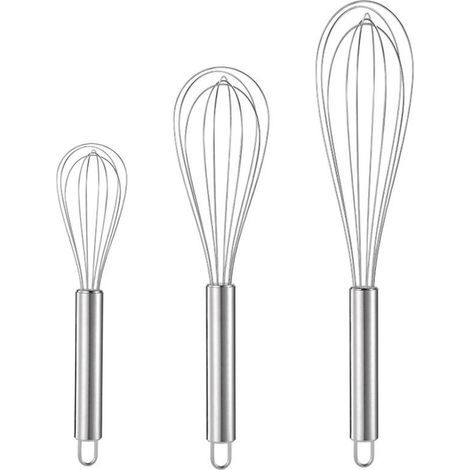 Set of stainless steel whisks (20, 25 and 30 cm) for cooking, whisking and mixing (set of 3) (1/5)