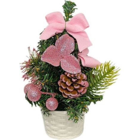 BelleRise - Sapin de Noël de table artificiel de 20 cm, mini sapin en fil de fer, décorations pour jardin ou bureau, mini sapin en plastique (1/5)