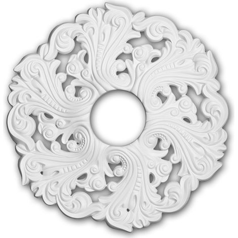 Rosetón 156003 Profhome Elemento para techo Elemento decorativo estilo Rócoco Barroco blanco Ø 52 cm