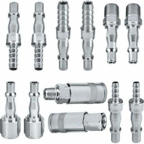 Connecteurs d'air, 12 raccords d'air, raccords de tuyau d'air BSP de 6,35 mm pour tuyau de 6, 8 et 10 mm (1/5)