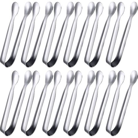 Lot de 12 mini-pinces, pinces à sucre, pinces à glaçons, petites pinces de service en acier inoxydable-AquaForge (1/5)