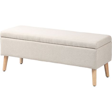 Banc coffre rangement rembourré lin 220 kg 110 x 39 x 45 cm beige
