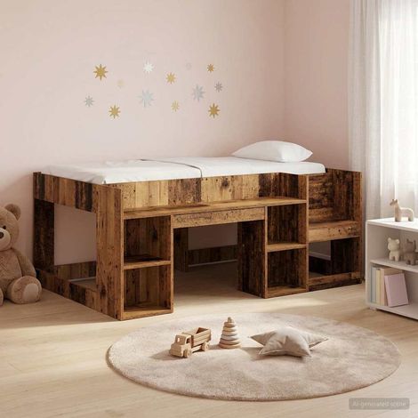 vidaXL Telaio del letto con storage Legno antico 80 x 160 cm (1/5)