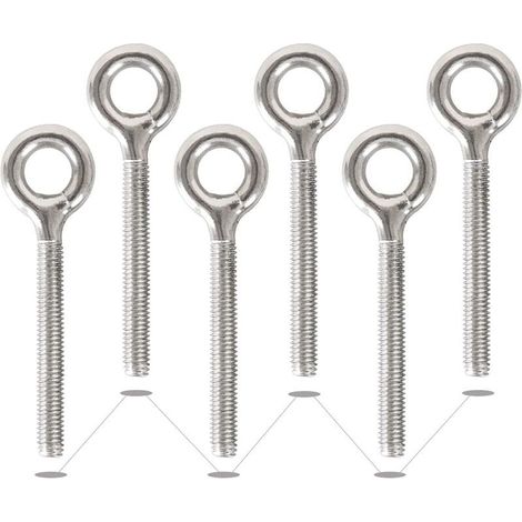 Ahlsen 6 Pack M10 304 Anneaux en Acier Inoxydable Soudés Fermés Boulons à Oeil de Tige Filetée Résistant à La Corrosion-Vis à œil (1/5)
