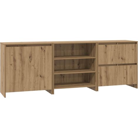 Maison Exclusive - Aparador 3 uds. Roble artisan 70 x 41 x 75 cm (1/5)