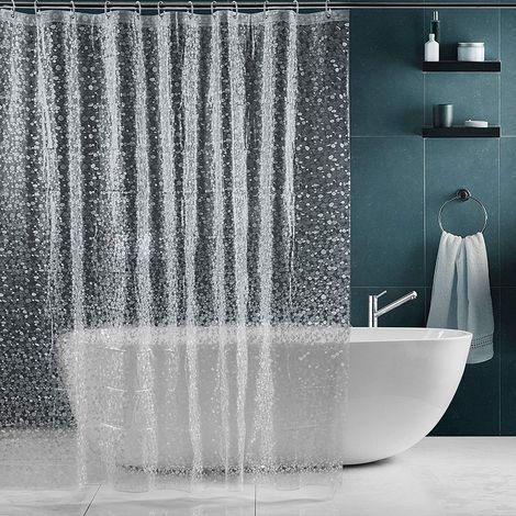 Rideau De Douche, EVA Etanche Rideaux Salle de Bain Toilettes Rideau Douche Anti Moisissure, Antibactérien 180x200cm, Semi Transparent (1/5)
