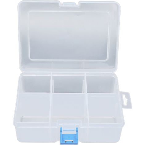 Boîte de rangement PP 6 compartiments, 3 pièces de boîte à pièces transparente avec grille amovible, organiseur d'outils de quincaillerie. (1/5)