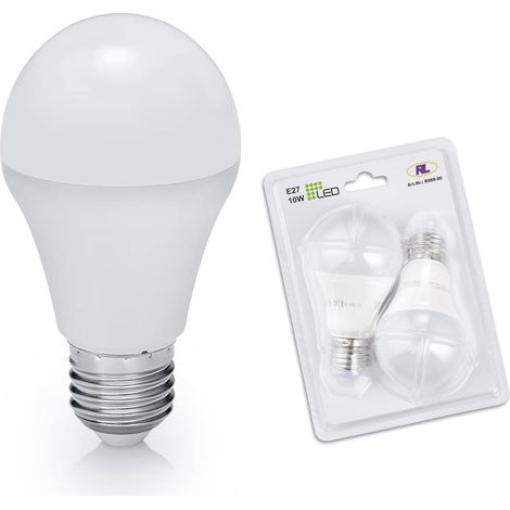 E27 LED 2 Stk. - 10 Watt, 806 Lumen, 3000K warmweiß, Ø6cm - nicht dimmbar (1/5)