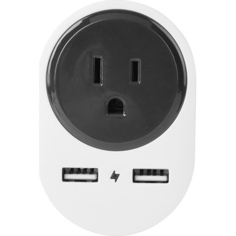 Adaptateur de voyage prise EU vers US Japonais avec double port USB pour téléphone tablette 110-240V/10A Gris (1/5)