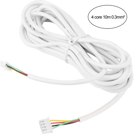 Câble en cuivre souple rond à 4 conducteurs de 0,3 mm de diamètre et de 10 m de long, compatible avec les systèmes d'interphone vidéo. (1/5)