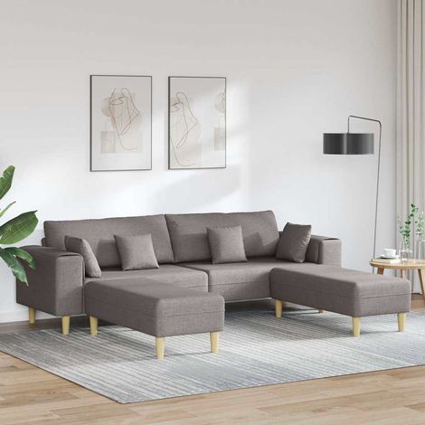 vidaXL Canapé 3 pc Taupe tissu