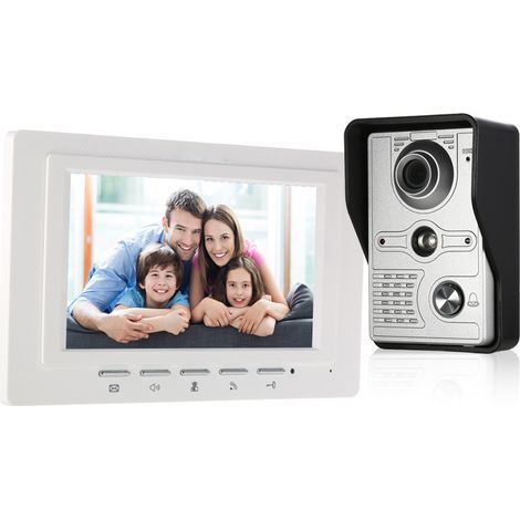 Sonnette vidéo filaire 7 pouces – Moniteur intérieur LCD – Caméra extérieure étanche avec vision nocturne – Interphone vidéo audio bidirectionnel (1/5)