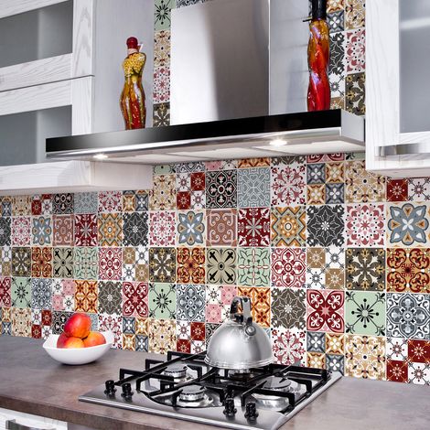 Stickers muraux - Sticker Mural Carrelage adhésif Cuisine Salle de Bain - 24 STICKERS CARRELAGES PORTIA - 24stickers10x10cm (1/5)