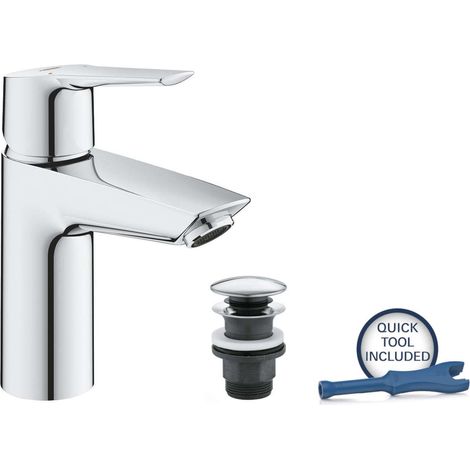 Grohe QuickFix Start - Waschtischarmatur mit Push-Open Ablaufgarnitur, Chrom 23550002 (1/7)