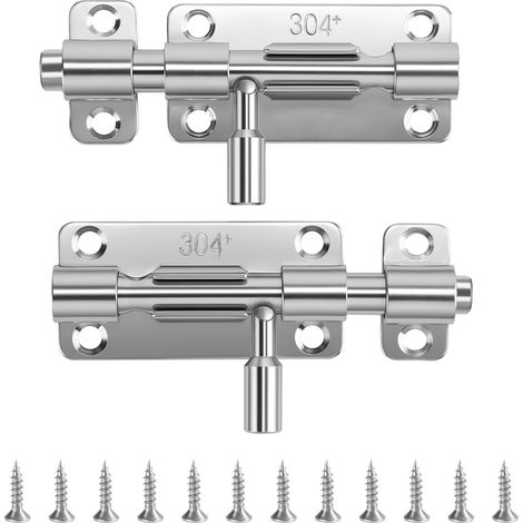2 Pieces Targette en Acier Inoxydable, Targette de Porte Exterieur, Loquet Porte Verrou Coulissante en AcierInoxydable, Cadenas Coulissantes, pour Entrepôt, Chambre,Jardin, Clôture (1/5)