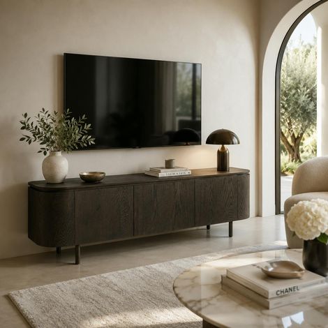 Meuble TV design en chêne brun 3 portes LOREN (1/5)