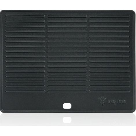 Plaque de gril en fonte émaillée 40 x 31 cm – Réversible avec face lisse et côtelée – Pour cuisson viandes, poissons et légumes (1/5)