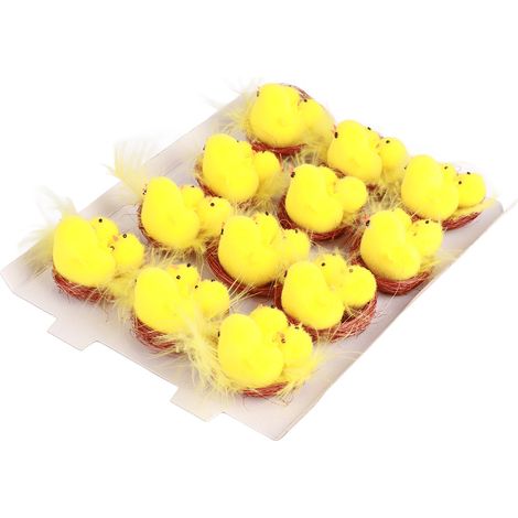 12 Pièces Poussins Miniatures de Pâques Décorations Printanières Jouets pour Enfants Cadeaux Fête Jardin (1/5)