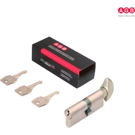 CILINDRO AGB 600 CON POMOLO MM. 60 ( 25-10-25P ) OTTONE NICHELATO SATINATO