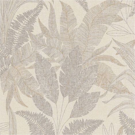 Carta da parati country Profhome 396545 Carta da parati TNT leggermente strutturata con ornamenti floreali opaca beige oro 5,33 m2 (1/5)