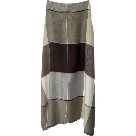 Plaid SWANS 130 x 170 cm marron chiné, beige foncé et écru