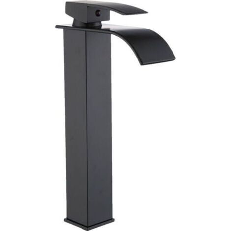 Robinet cascade Robinet d'évier de salle de bains Robinet d'eau de lavabo en laiton Robinet mitigeur à levier unique haut Robinet de lavabo à mélange chaud et froid avec 2 tuyaux,de dyk. (1/4)