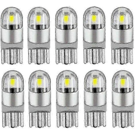 Lot de 10 ampoules LED T10 168 194 W5W 6000K Canbus compatibles avec feux de position latéraux, blanches (1/4)