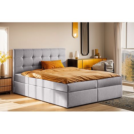 Boxspringbett mit matratze und bettkasten, Schlafbett LUDANO stoff Soro 120x200 cm Grau (1/5)