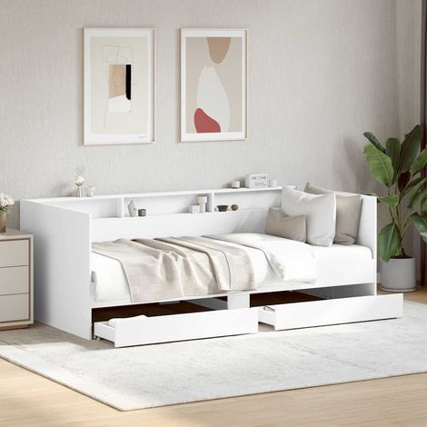 Sofá cama con cajones sin colchón blanco 100x200 cm (1/5)