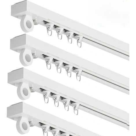Rail de rideau autocollant pour montage au plafond, 4 x 40 cm/160 cm, sans perçage, pour plafond, mur, camping-car, rideau de douche, armoire, séparateur de pièce (1/5)