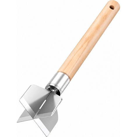 Hachoir à viande en acier inoxydable, 30 cm, pour bœuf haché, robuste avec manche en bois, résistant à la rouille, idéal pour les hamburgers et la dinde. (1/5)