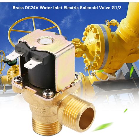 Électrovanne d'entrée d'eau à commande pilote, en laiton, 24 V CC, G1/2, normalement fermée. (1/5)