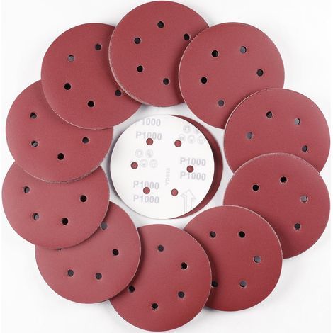 Disque de Ponçage Ø125 mm Ronds Papier Abrasif 40 Pièces Disques Abrasifs 8 Trous Grain P1000 (1/5)