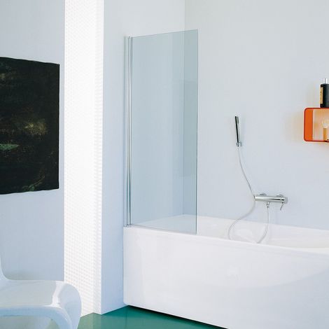 Samo - Pare-bain 85-87 cm Ht.160 cm profilé en alu chromé brillant verre transparent - B1695ULUTR