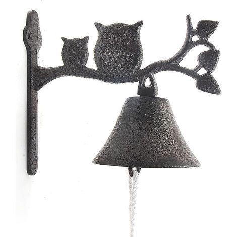 Campanello in ghisa a forma di gufo, campana vintage in ferro, campana decorativa in metallo, decorazione retrò per esterni, pensioni, terrazze, giardini (1/4)