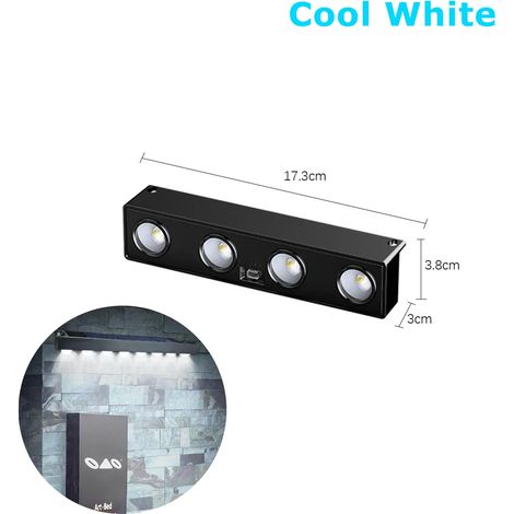 (4 LED blanc froid) Appliques solaires murales extérieures étanches, compatibles avec les clôtures, les panneaux de jardin, les porches, les terrasses et les balcons. Lampe blanc chaud. (1/5)