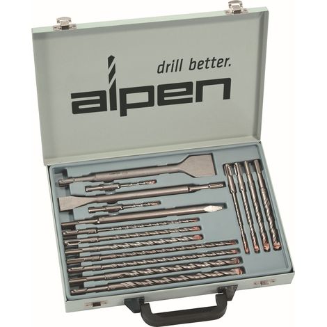 Alpen Hammerbohrer- und Meißelset SDS-plus KIT, 16-tlg., 2-Schneider, SDS-Plus