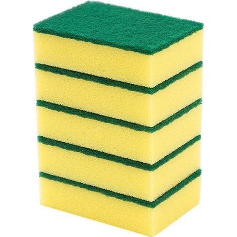 Éponges à récurer 5pcs haute densité pour vaisselle et cuisine, double face durable (1/5)