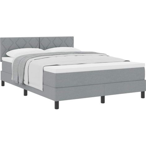 Maison Exclusive - Lit à ressorts avec tête de lit Gris clair 160 x 200 cm tissu (1/5)